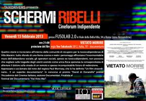 Proiezione VIETATO MORIRE di Teo Takahashi - Venerdì 15 Febbraio