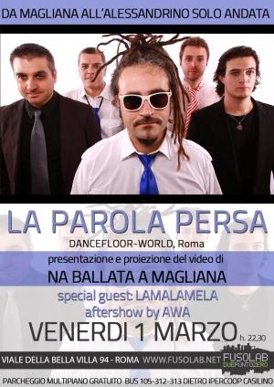 Concerto La parola persa + Lamalamela - Venerdì 1 Marzo