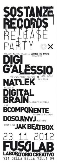 SOSTANZE RECORDS RELEASE PARTY - Digi G'Alessio - 23 Novembre